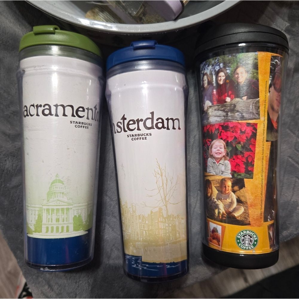 Starbucks tumblers Sacramento, Amsterdam, and create your own one